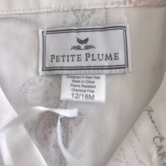PETITE PLUME Flame Resistant Chemical Free Paris Musings Pajamas Set 12/18 Mths - Picture 7 of 8